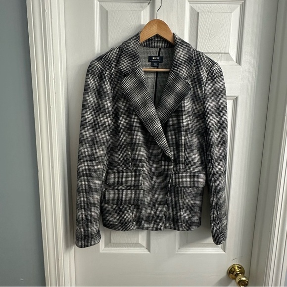 Anthropologie Maeve Blazer Jacket Plaid Button Up Academia Work Gray Size Small - Picture 3 of 7